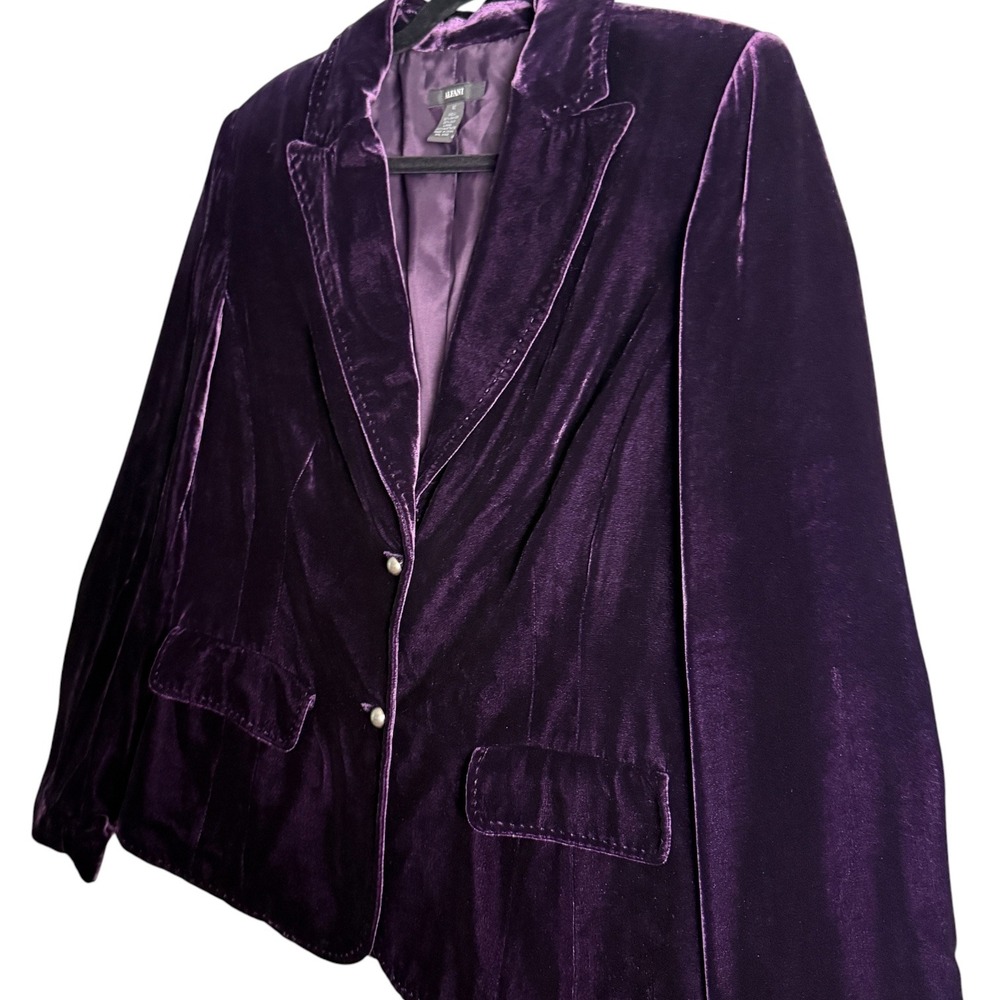 Y2K Silk Blend Velvet Blazer Plum Romantic Boho Luxury Goth Two Button Size 12 - Picture 4 of 8